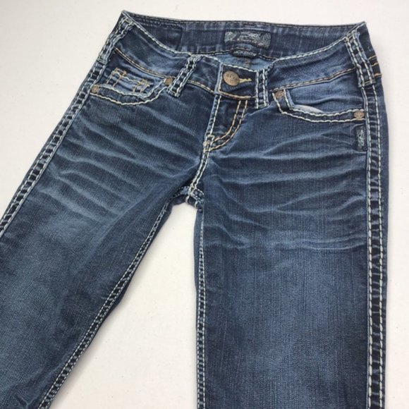 VINTAGE SILVER MCKENZIE JEANS SLIMCUT 26x34 DECORATED FLAP POCKET !! 😎 - Picture 13 of 16